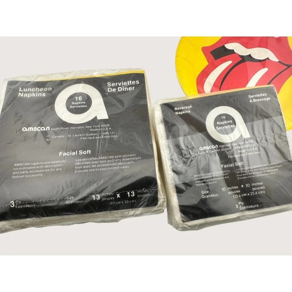 Vintage Rolling Stones Party Set 1983 Plates Napkins Tongue Logo Amscan Rock NOS